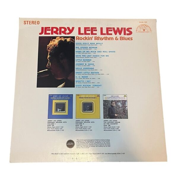 RARE‎ JERRY LEE LEWIS “ROCKIN’ RHYTHM & BLUES” VINYL RECORD LP SUN RECORDS - Picture 3 of 7